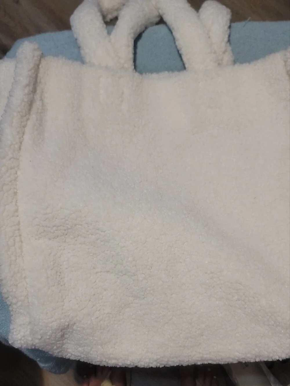 Victoria's Secret Cream Sherpa Tote with Embroidered Logo